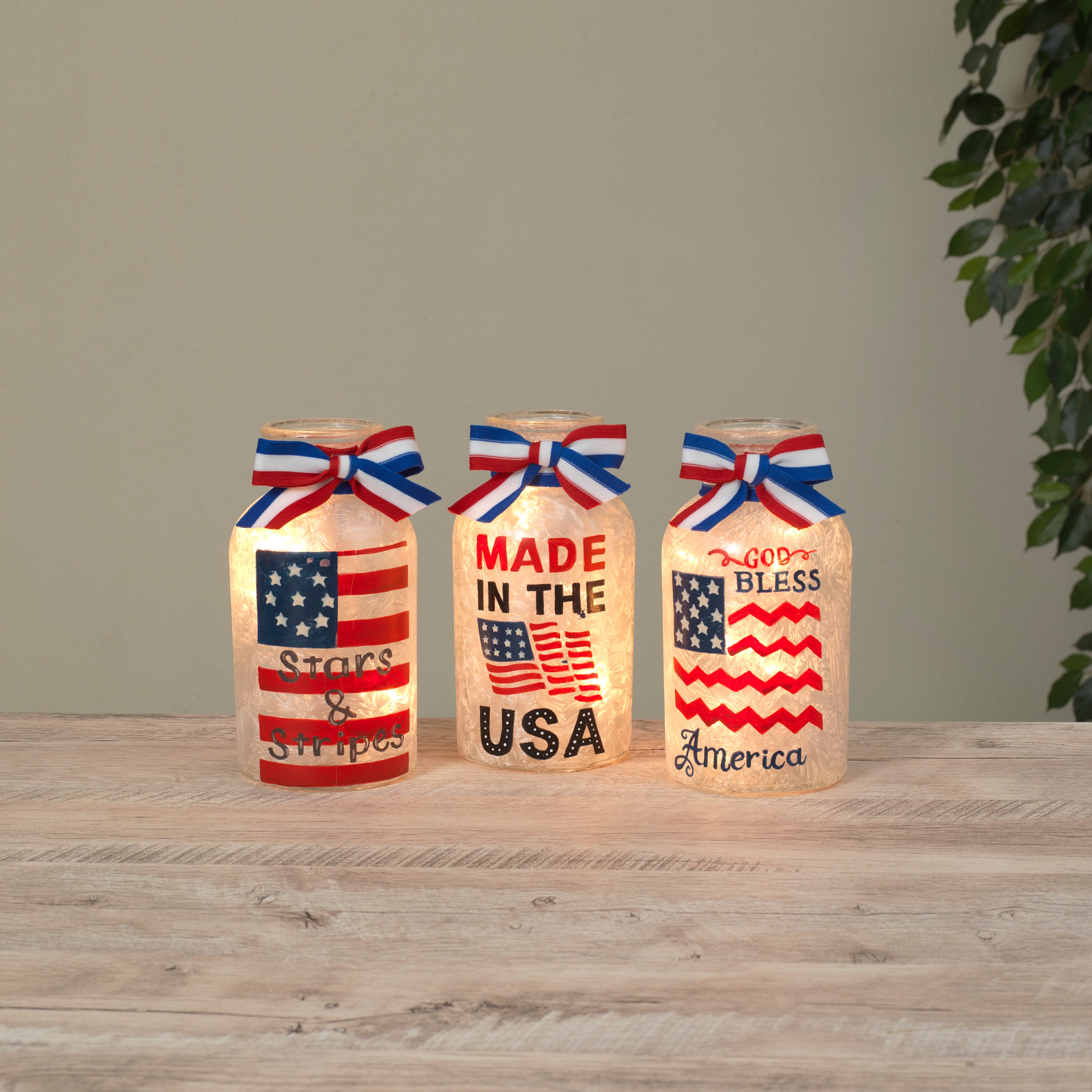 7.7 in. Illuminating Frosted Glass Americana Jar